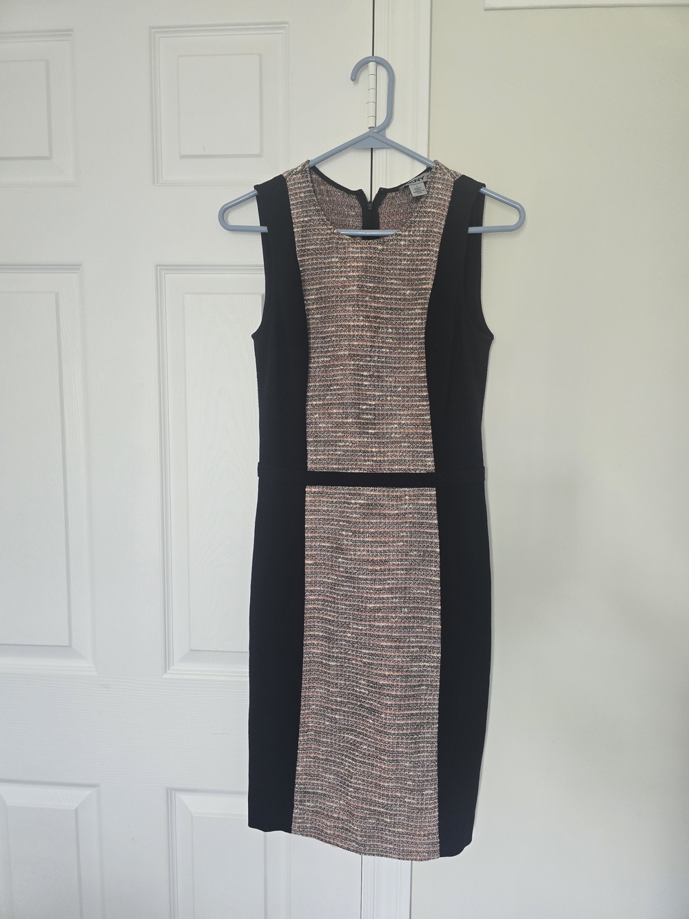 DKNY Sleeveless Tweed-Panel Sheath Dress